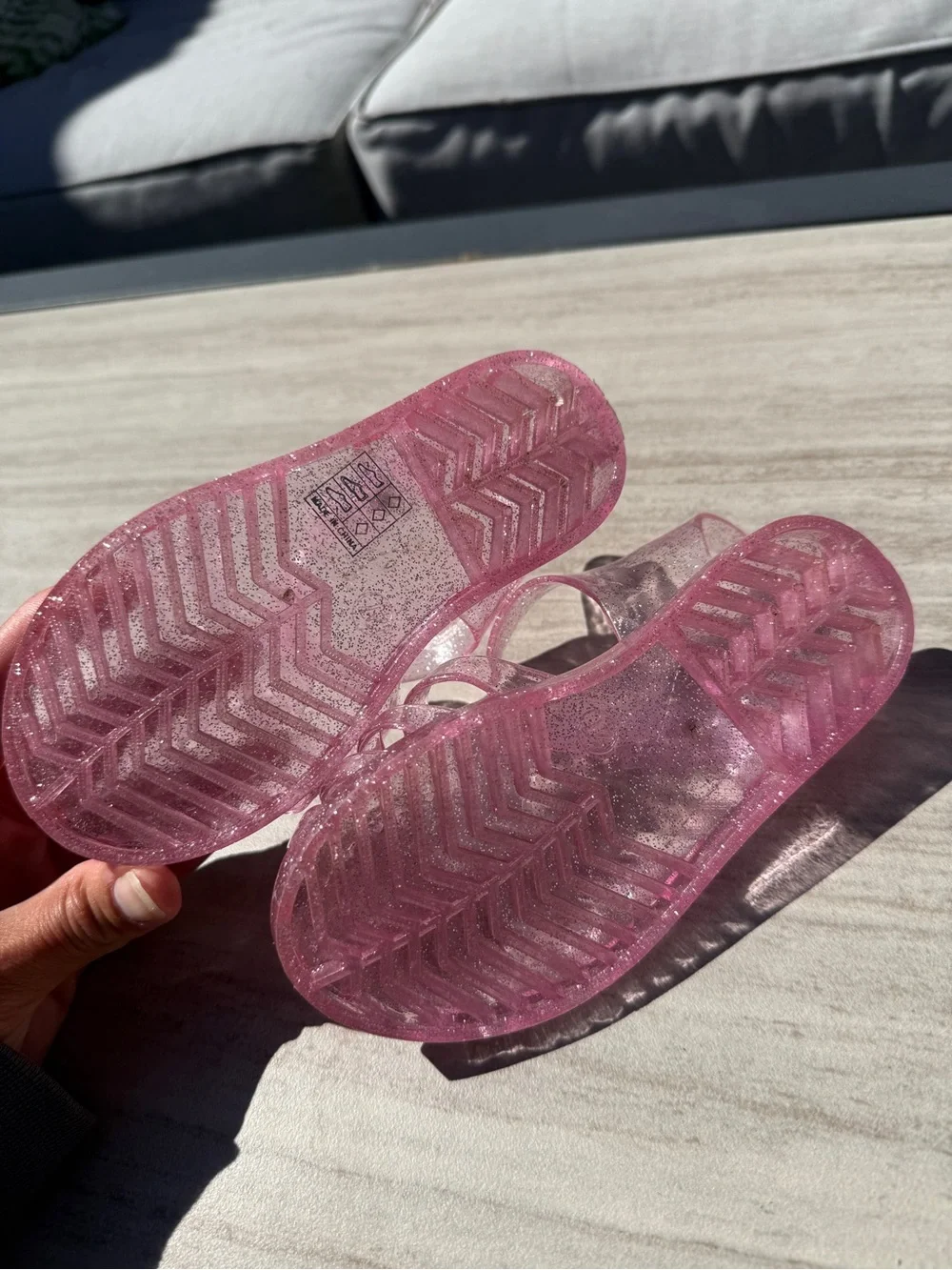 Pink Glitter Jelly Sandals for Girls